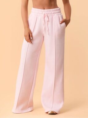 Blogilates Women's Travel Trouser High-Rise Wide Leg Sweatpants - Light Pink 2X